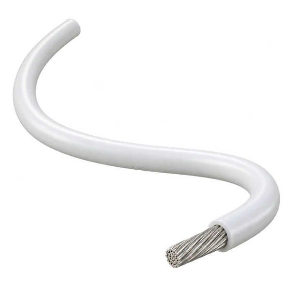 Representative AS22759 family wire with white insulation and a stranded tin-plated conductor