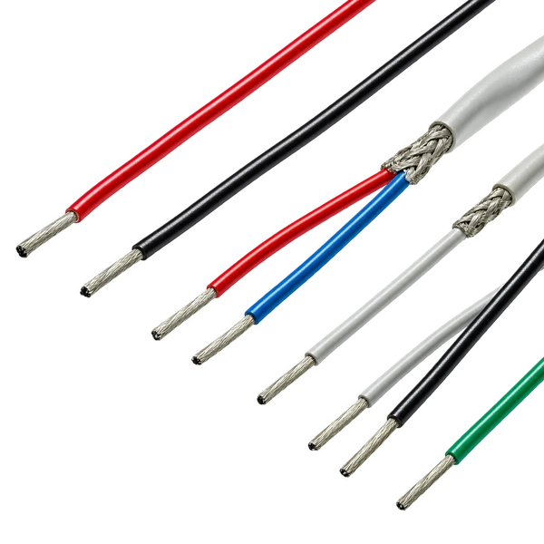 Examples of colored single wires and shielded cables from the SPEC 44 family